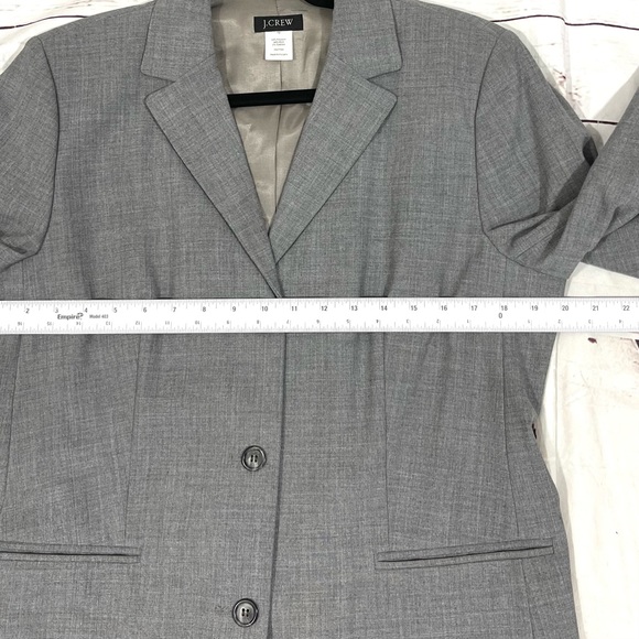 Vintage J.Crew Womens Blazer Size 12 Gray Wool Blend one button - Picture 11 of 12